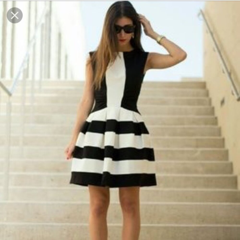 Antropologie Eva Franco Black and White Strata Dress 4